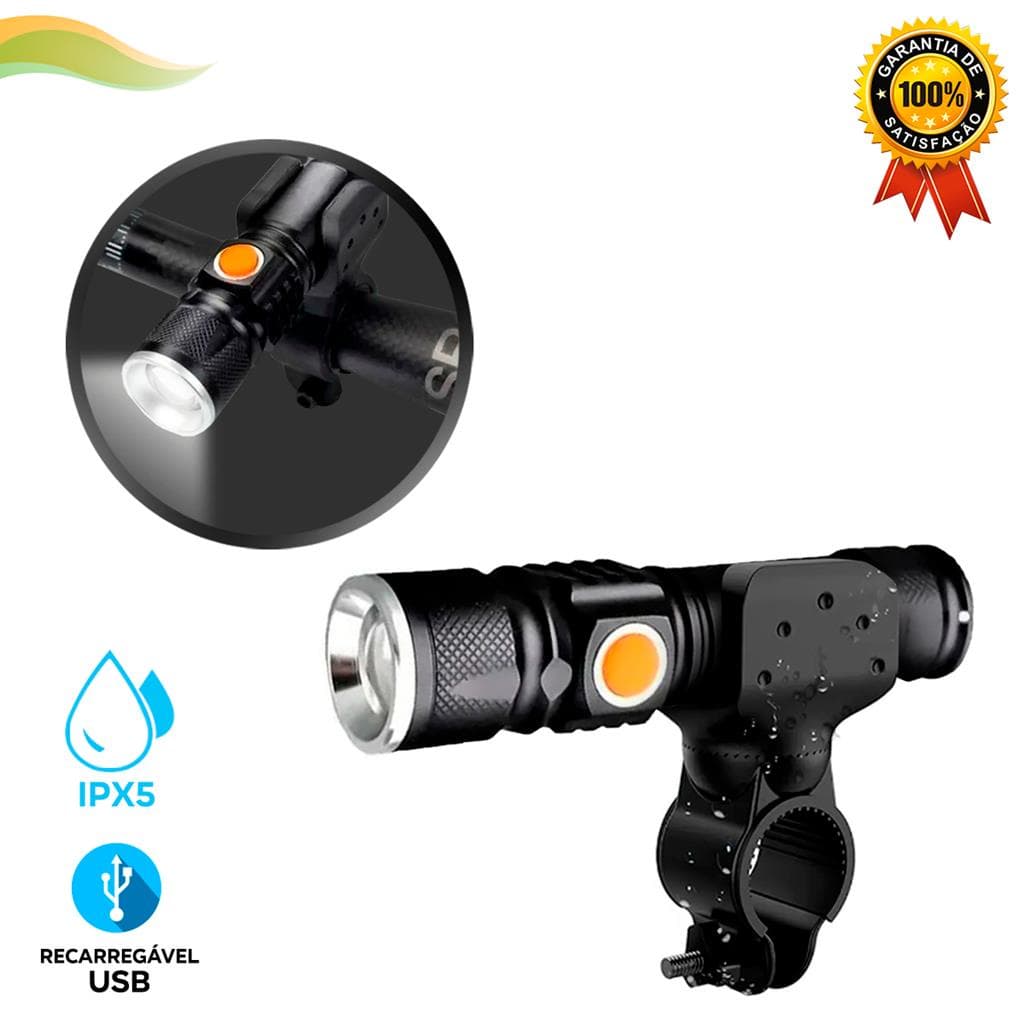 Kit Acessorios Bike Lanterna Farol Dianteiro + Suporte De Bicicleta Ciclismo Mtb