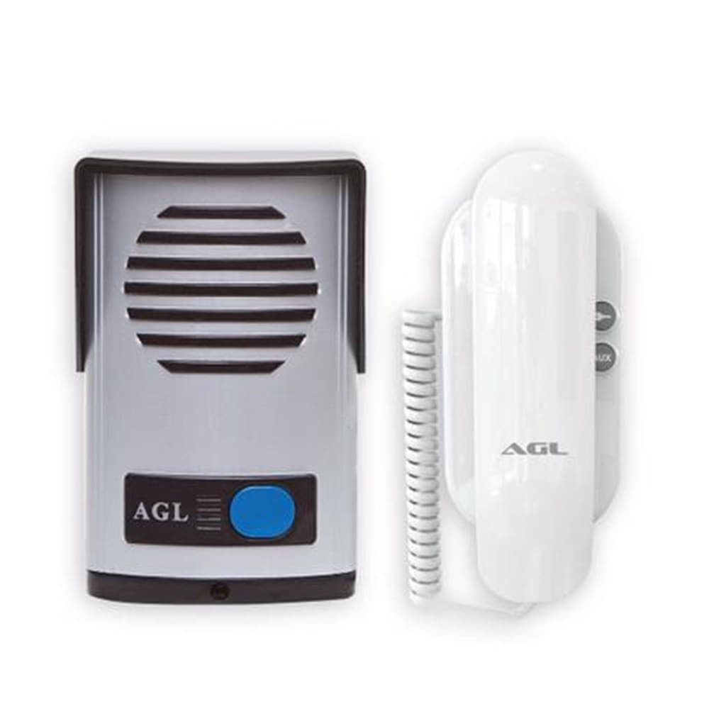 INTERFONE PORTEIRO ELETRONICO AGL P10S CINZA ABS + MONOFONE BRANCO