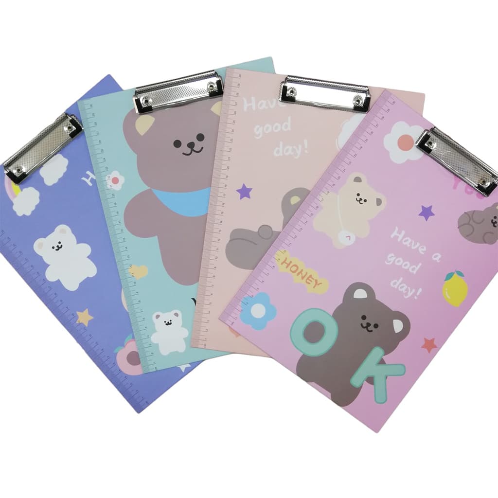 Prancheta A4 com Prendedor Desenho Ursinhos com Frases Escritório Escola