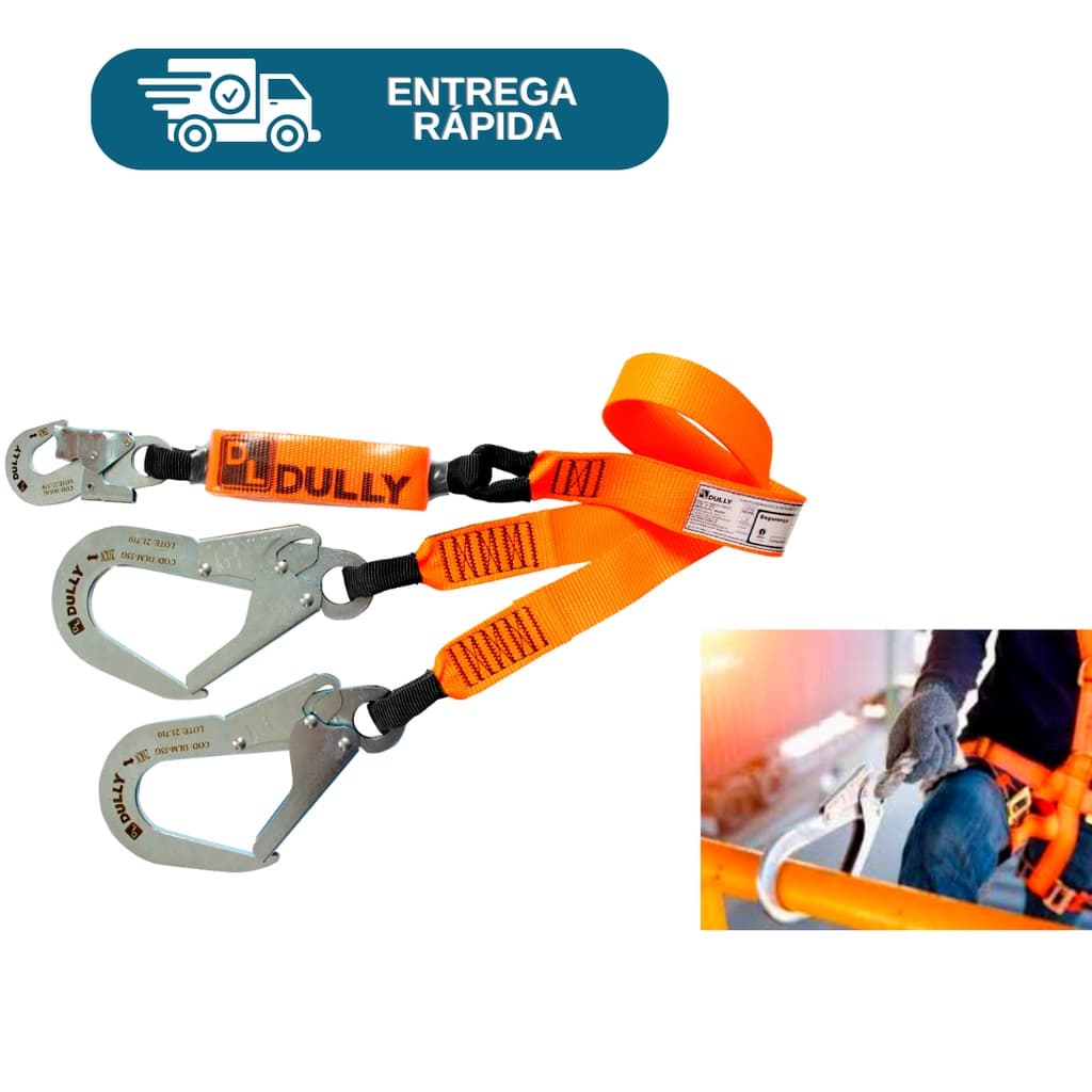 Talabarte De Segurança Duplo Y Em Fita Com ABS 55mm Dully Dltabs-02 Para Trabalho Em Altura
