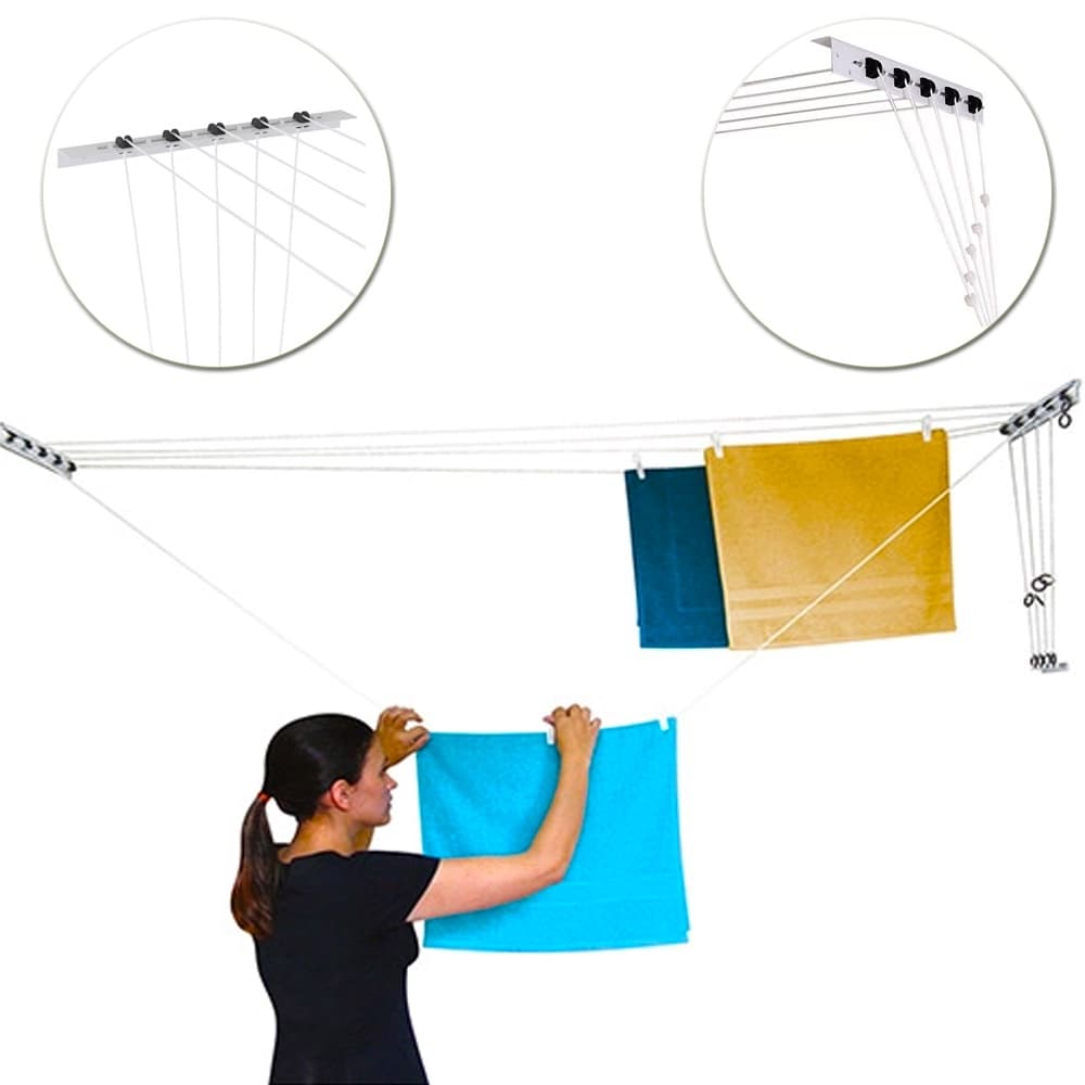 Varal de Parede 5 Cordas Independentes Teto Polimax 3,5m Aço