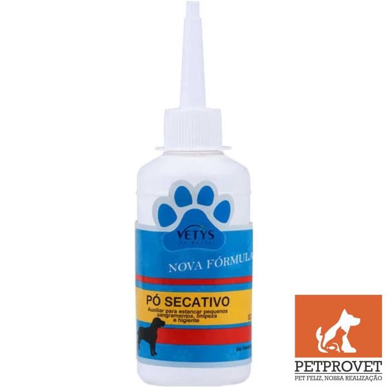 Secativo e Higienizador Vetys em pó 80gr para cães e gatos banho tosa ESTANCA SANGUE