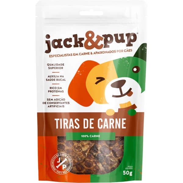 Petisco Para Cães Tiras De Carne 50g 100% Natural Jack & Pup