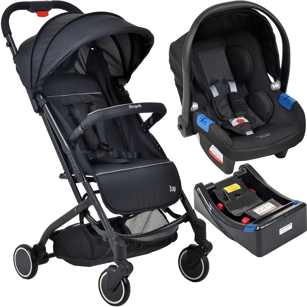 Carrinho de Bebe Burigotto Zap Black Preto com Bebe Conforto e Base