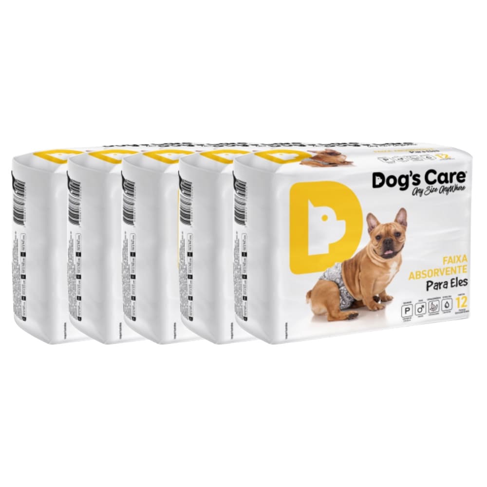 Fraldas Descartáveis p/ Cães Macho Dogs Care Tam P - 60 Unid