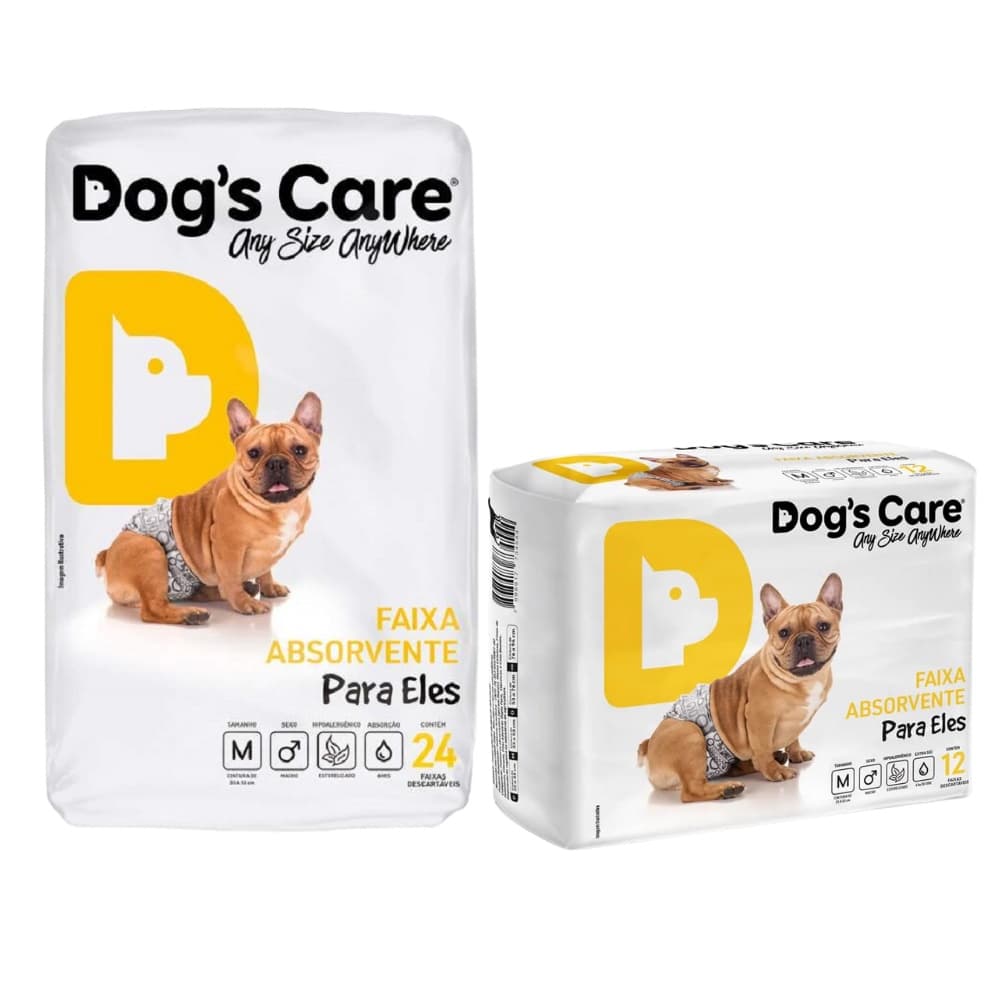 Fraldas Descartáveis p/ Cães Macho Dogs Care Tam M - 36 Unid