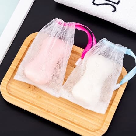 Rede De Espuma Para Banho Saquinho Esfoliante Porta Sabonete E Sabao Lava Rosto e Corpo