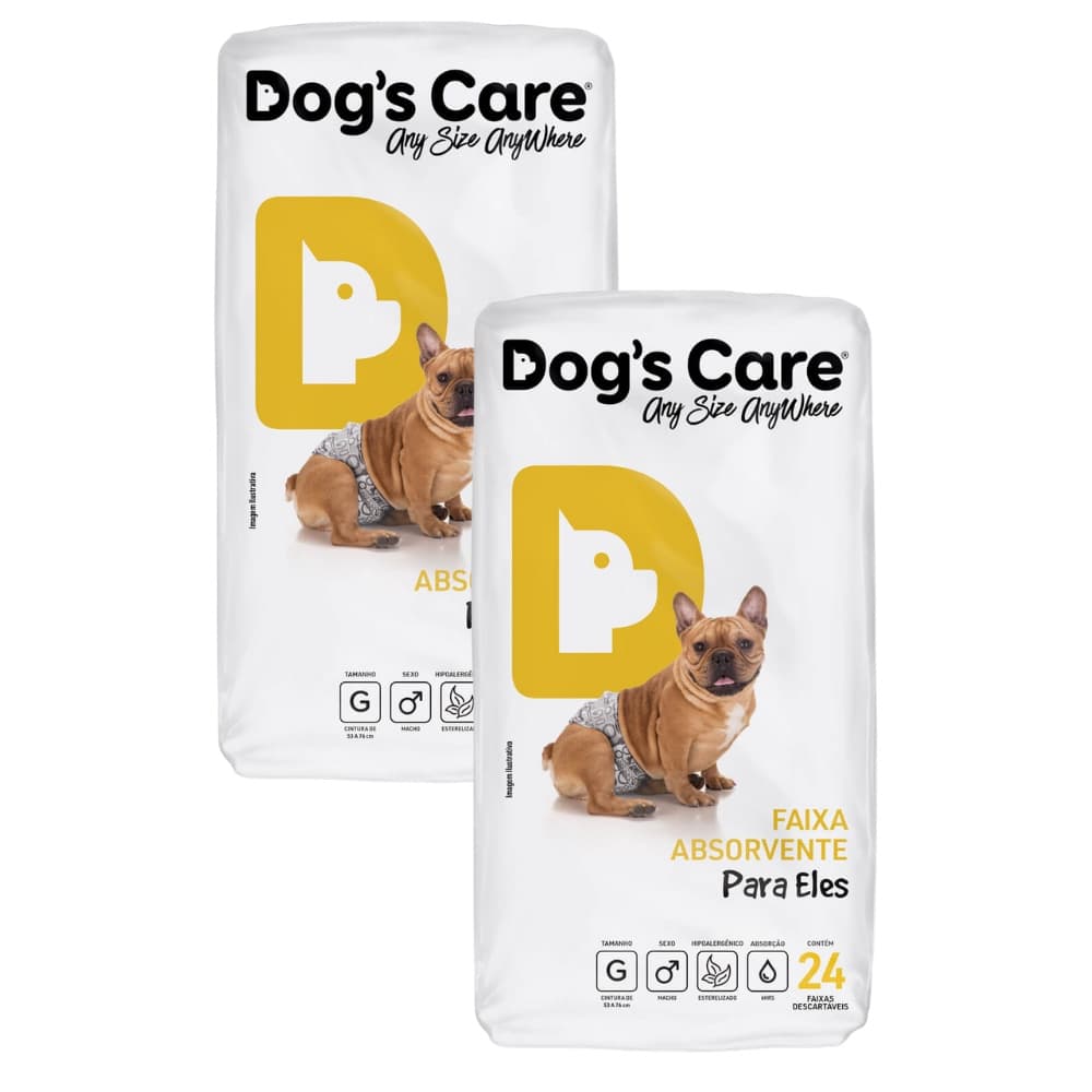 Kit Fralda Higiênica Pet p/ Cães Macho Dogs Care Tam G 48 Un