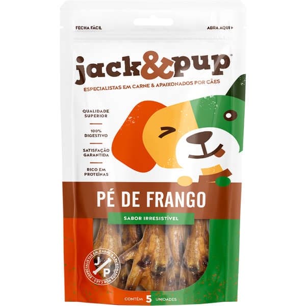 Petisco Para Cães Pet Jack E Pup Snack Pé De Frango Saboroso Com 5 Unidades