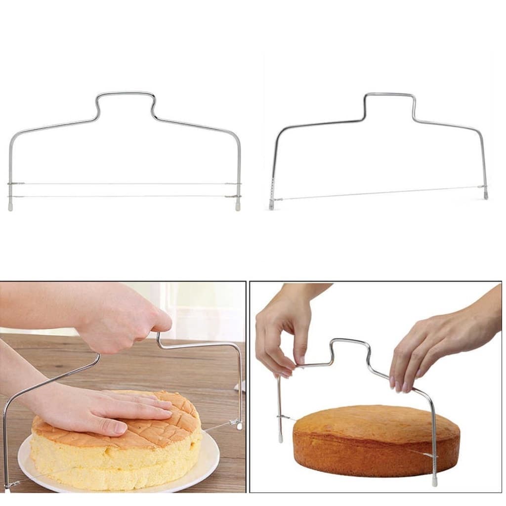 Cortador Nivelador Fatiador De Bolos Confeitaria Com Fio Duplo Ajustável Em Inox 32cm Largura