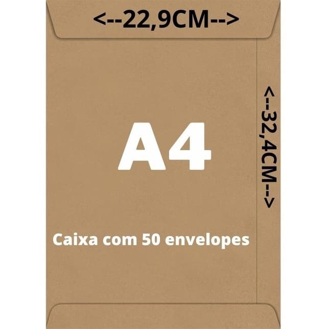 Envelope Saco Kraft A4 229x324 Documento Curriculo 50 Und
