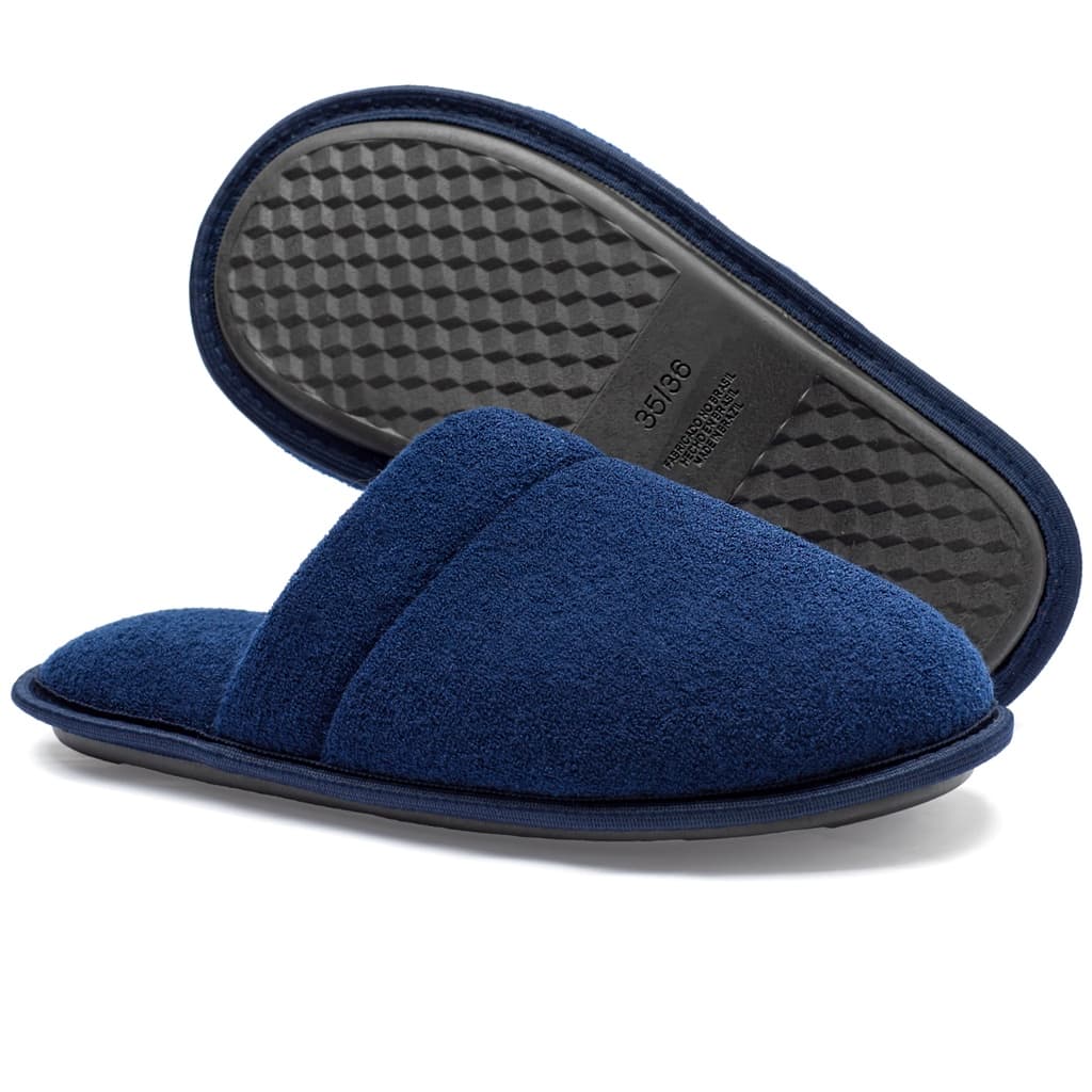 Pantufa Chinelo Tradicional Azul Marinho Sola Ante Derrapante 100% Poliéster Disponível do 27 até 46