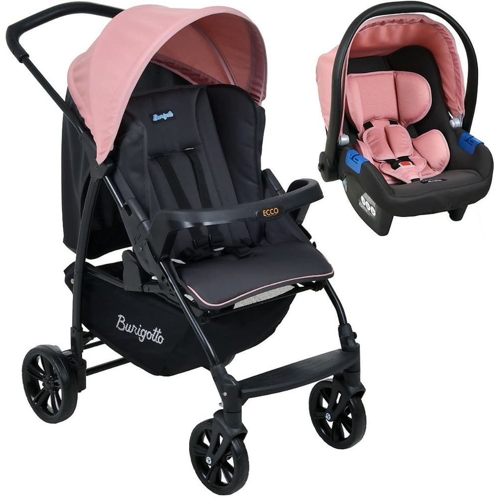 Carrinho de Bebe Burigotto Ecco com Bebe Conforto CZ Rosa