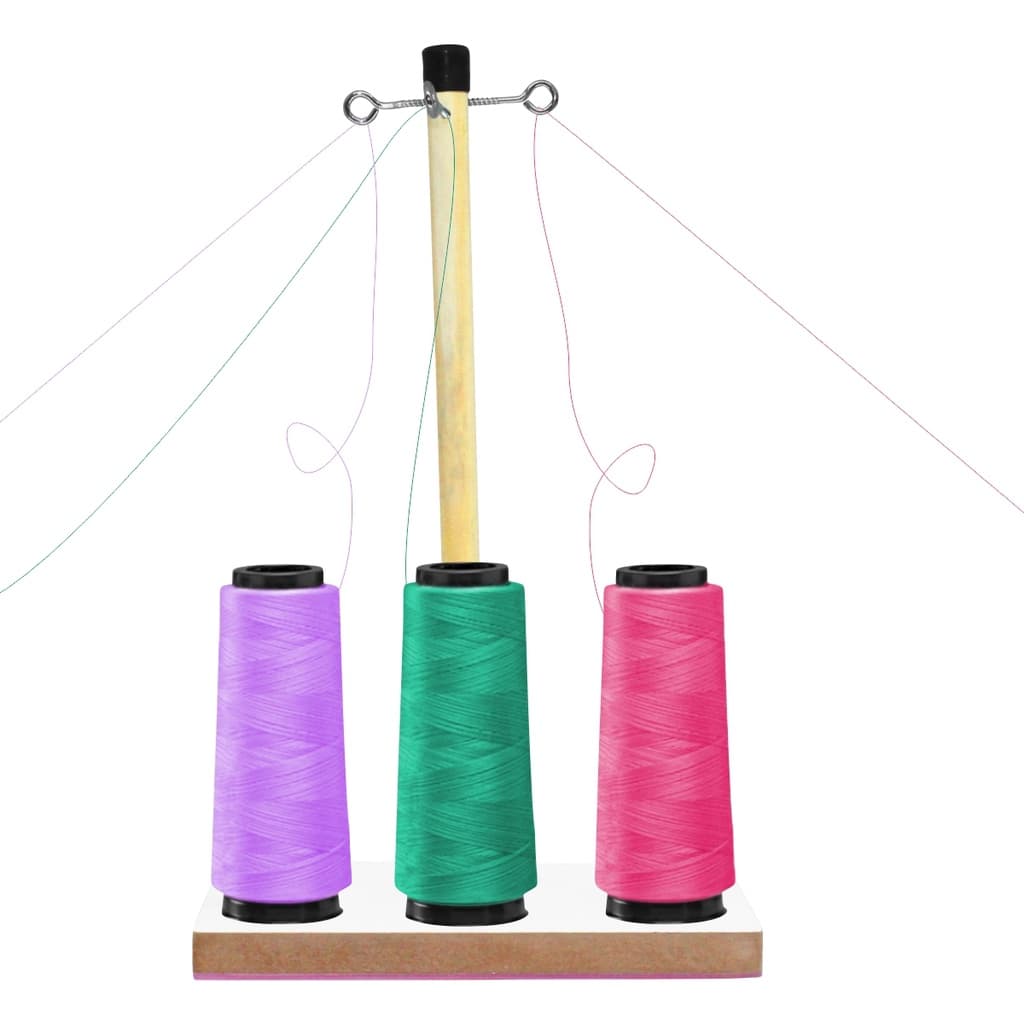 Porta Fio De Madeira 3 Cones Para Máquina Costura Doméstica