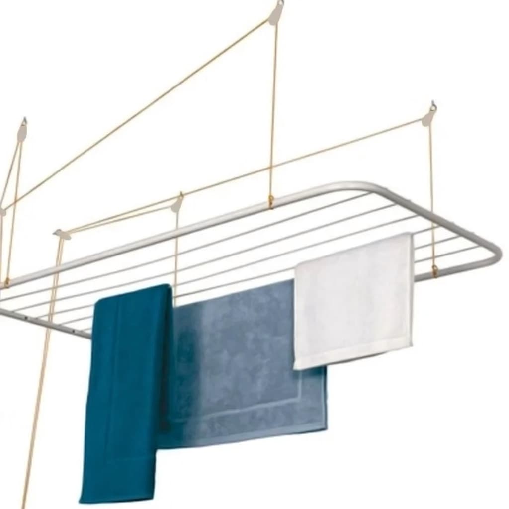 Varal de Teto Aço Branco 90cm x 56cm 13kg Resistente Maxeb