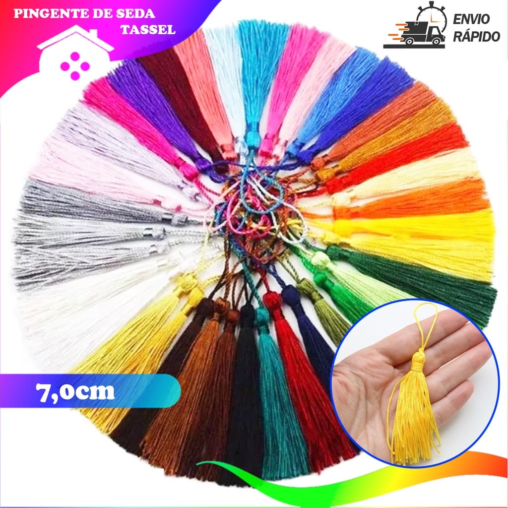 Mix Pingente De Seda Tassel - 7.0 Cm Pct C/100 Unid.