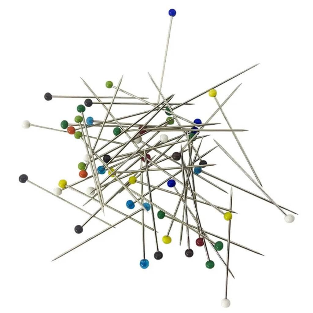 100 Alfinete Cabeca de Vidro Extra Fino 36mm Alinhavar Patchwork Costura