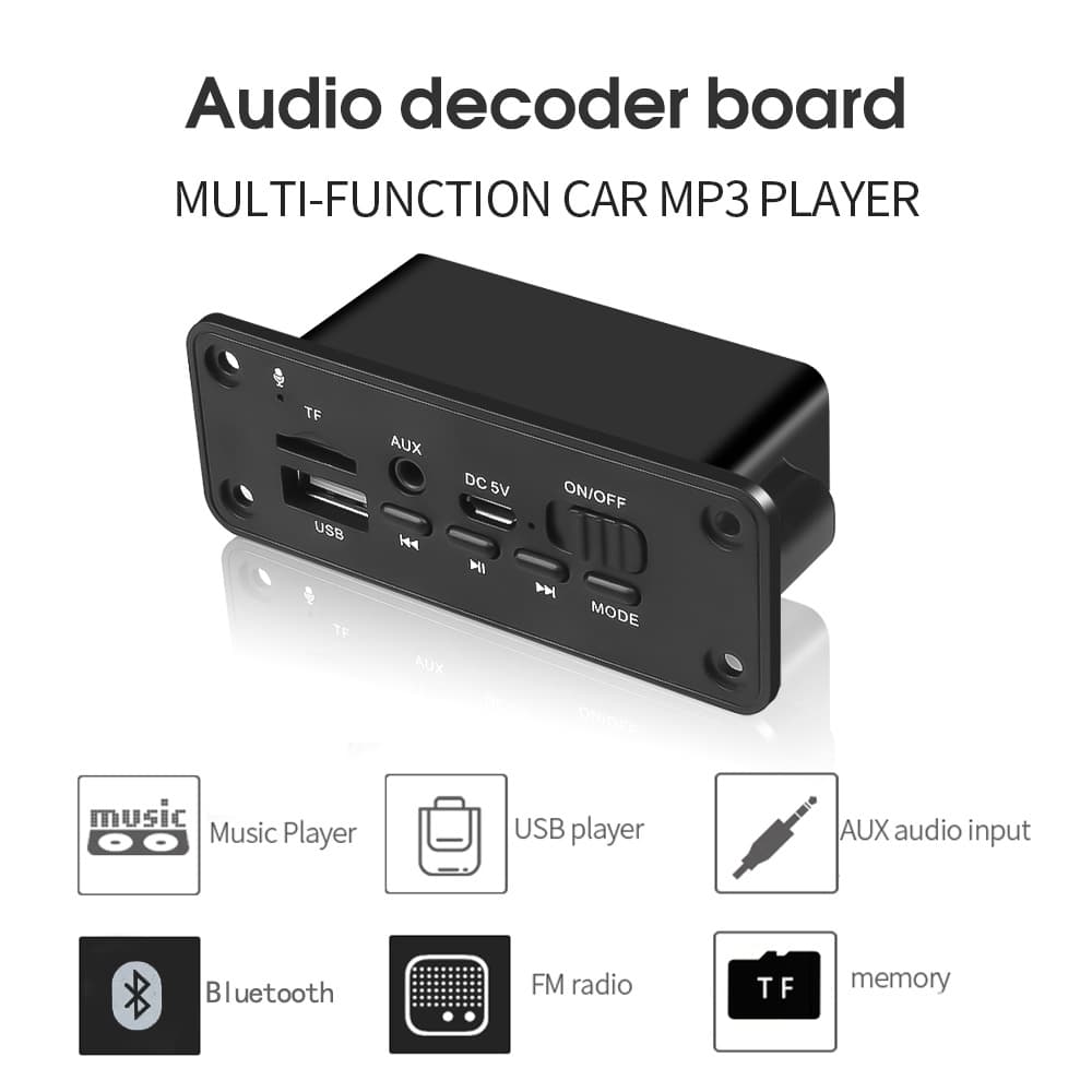 Placa Decodificadora Bluetooth MP3 WMA Módulo De Áudio DC 5V Rádio USB Receptor FM Sem Fio MP3 Player 2 x 3W Amplificador Para Carro
