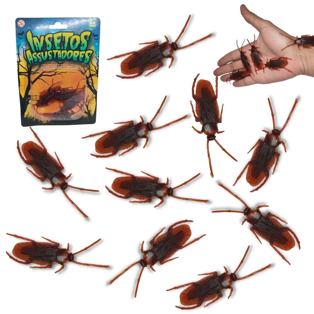 Kit 10 Barata Falsa De Mentira Susto Brincadeira Inseto