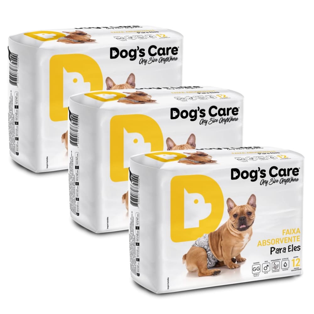 Kit Fralda Higiênica Pet Cães Macho Dogs Care Tam GG 36 Un
