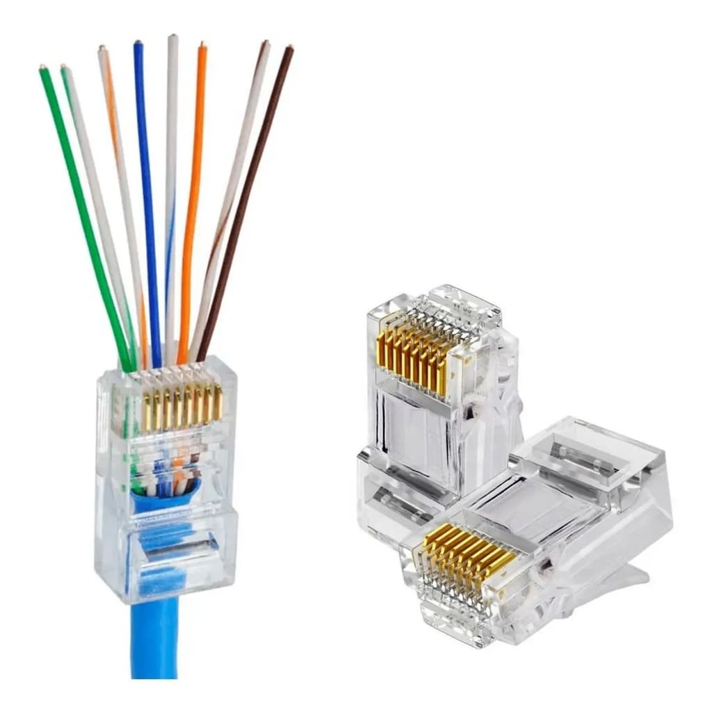 Kit 20 Conectores para cabo de rede EZRJ45 Vazado Cat5E/6E Ez Crimp Exbom