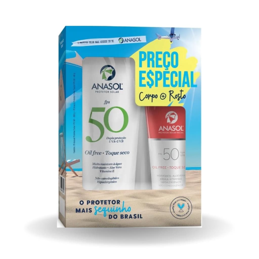 KIT PROTETOR CORPORAL ANASOL FPS 50 200GR + FACIAL FPS 50 60GR