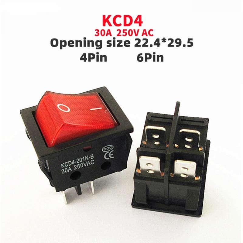 1 PCS , 30/40A 250V AC Alta Corrente ON/OFF Especial Para Máquina De Salto KCD4 Interruptores De Botão De Potência Com Ponto De Prata Esterlina