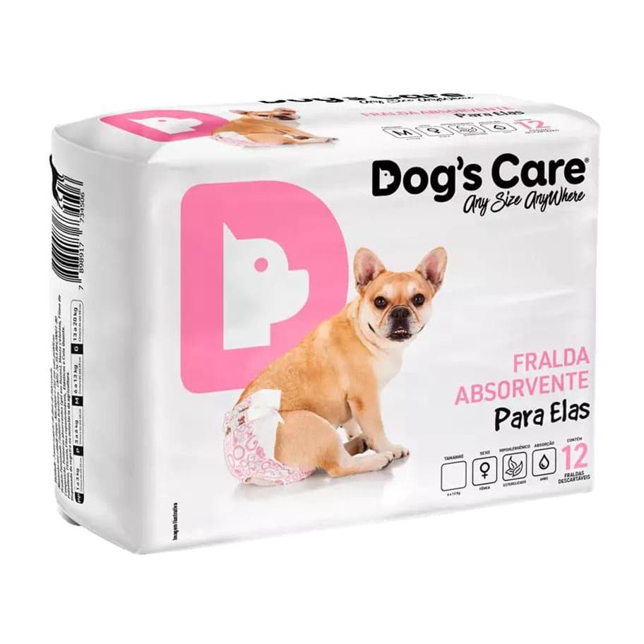 Fralda Descartável Higiênica P/cães Fêmea Dogs Care 12 Un P