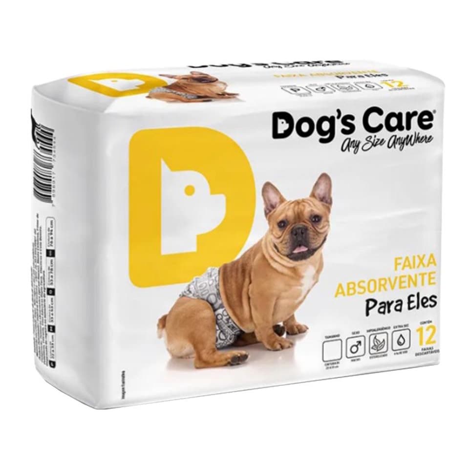Fralda Descartável Higiênica P/cães Macho Dogs Care 12 Un M