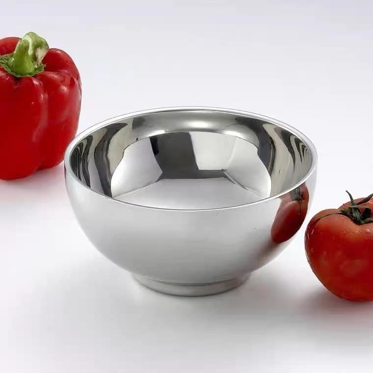 Tigela De Aço Inoxidável De Dupla Camada Isolamento Térmico Redondo Platina
