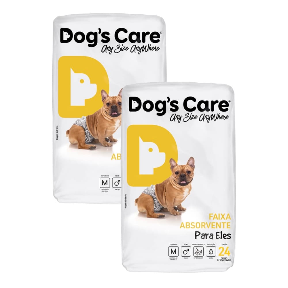 Kit Fralda Higiênica Pet p/ Cães Macho Dogs Care Tam M 48 Un
