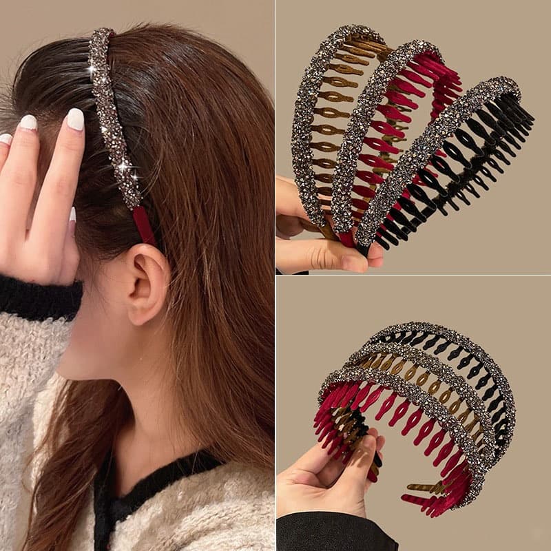 [Magpie] Flocking rhinestone Trançado Para Lavagem Da Cabeça Do Cabelo Rosto Argola De Feminino 2023 Novo Estilo Com Acabamento Quebrado Dos Dentes Prendendo O Cabeleireiro Clipe