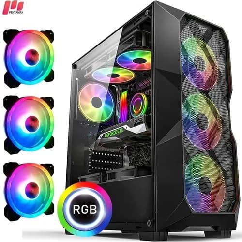 Gabinete Gamer + 3 Fans Cooler, Argb C/ Lateral Em Vidro