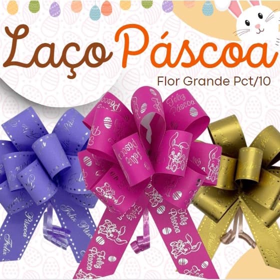Laços Prontos Para Presente e Embalagem Laço Páscoa Flor Grande - 10 Unidades