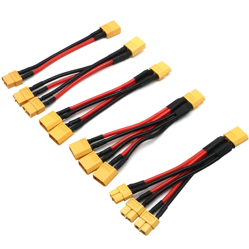 XT60 Conector Paralelo De Bateria Cabo Macho/Fêmea Extensão Dupla Y Splitter/3-Way 14AWG Fio De Silicone Para Motor RC Aeronave E Carro