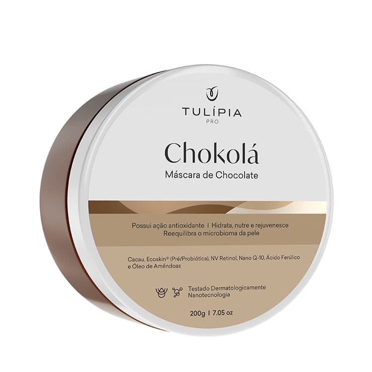 Máscara Facial de Chocolate Delicioso com Ganache Pele Macia e Renovada - Chokolá Tulípia