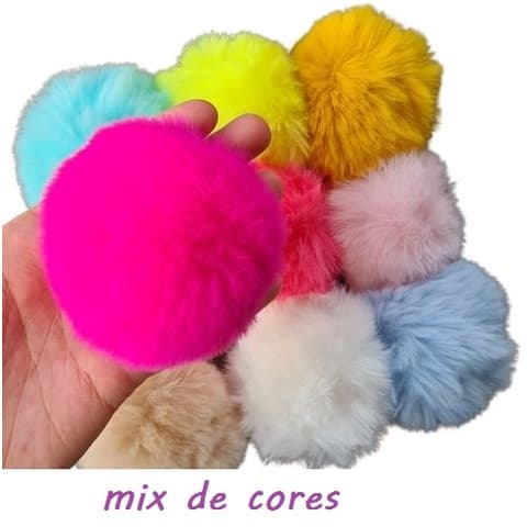12Unid. Pom Pom Pelucia Mix - 70mm - Pct C/12 Unid.