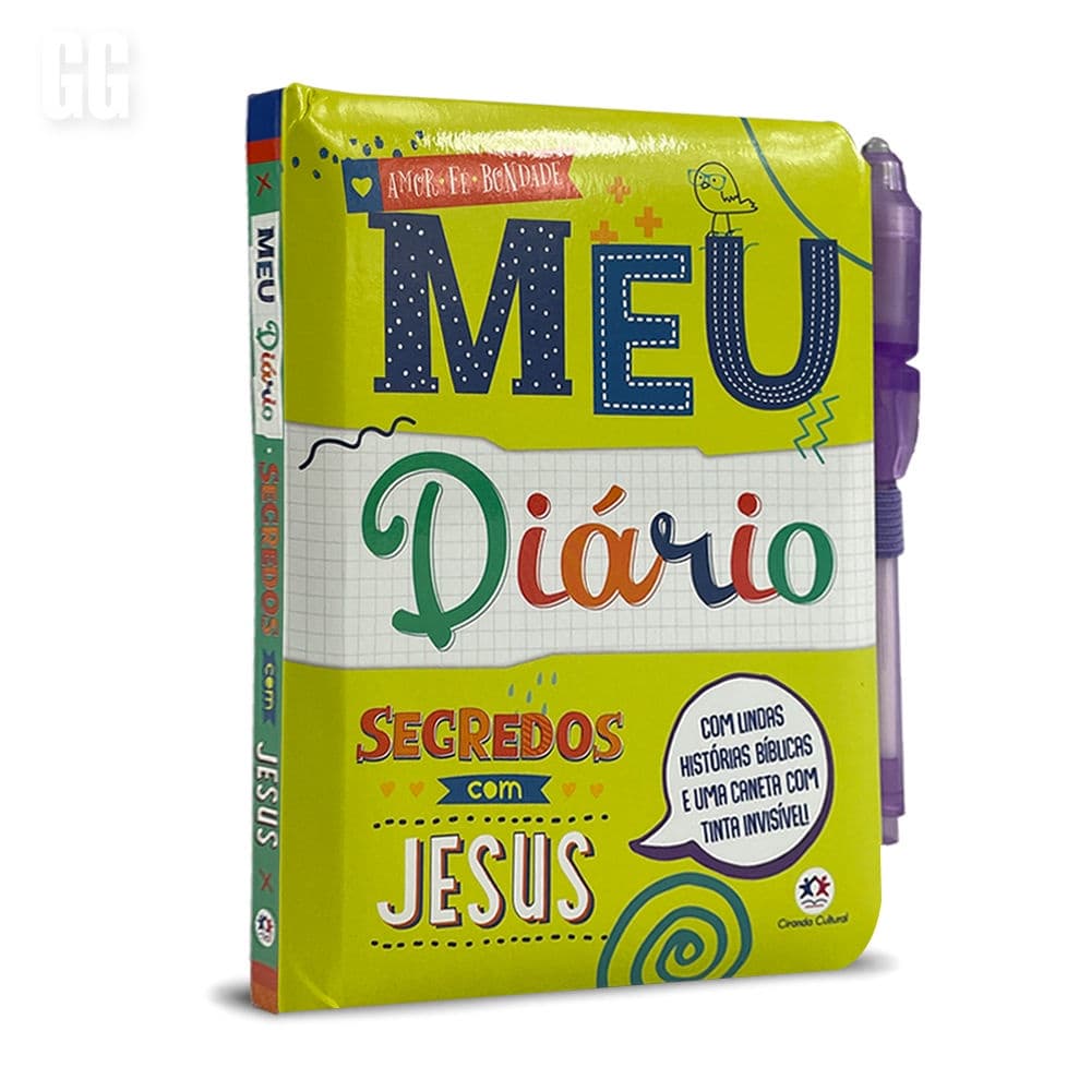 Meu Diário com Caneta com tinta invisível e com a luz Ultravioleta para crianças e adolescentes - Segredos com Jesus