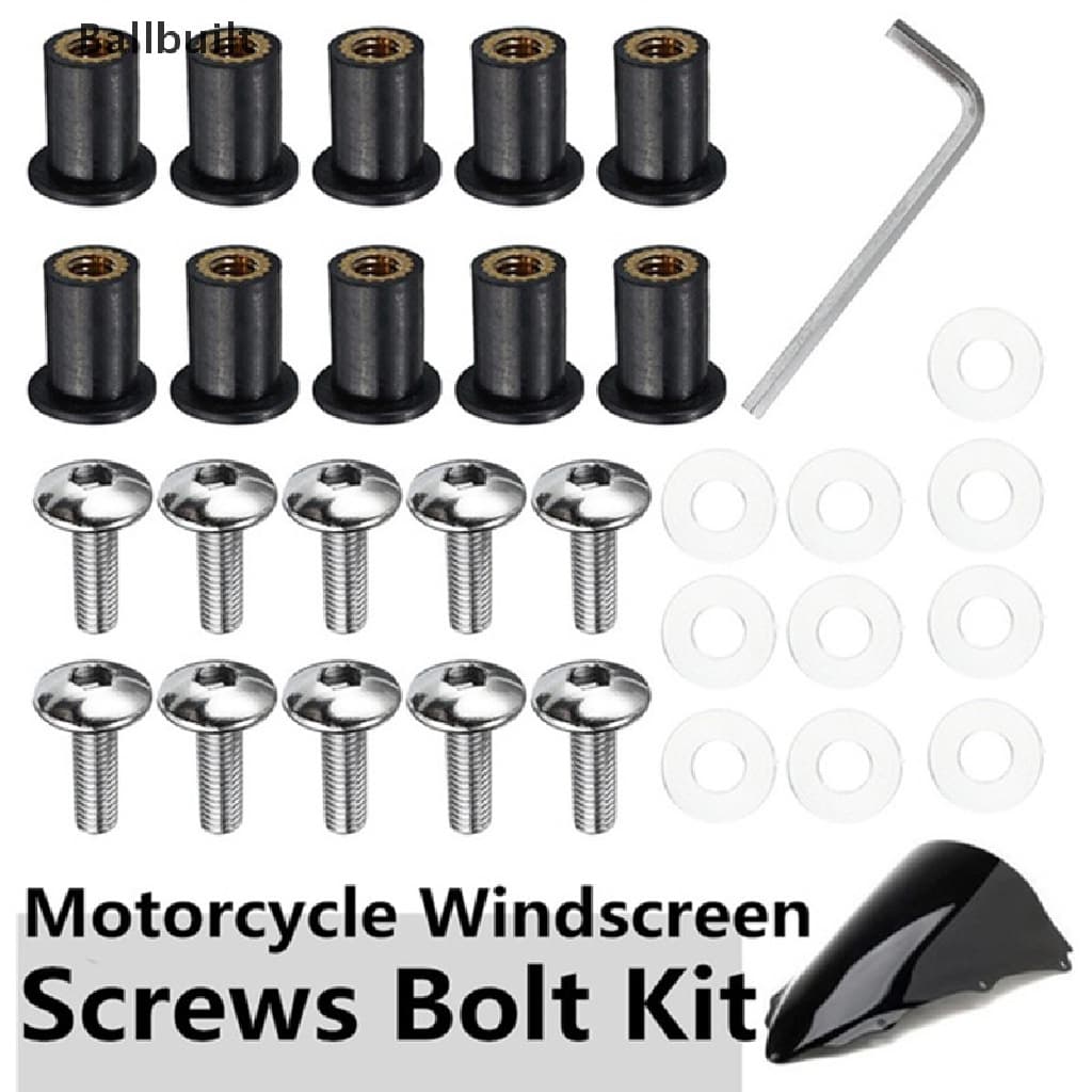 [BLU] 10PCS Motocicleta Pára-Brisas Kit De Parafusos De Carenagem De M5 15mm GH
