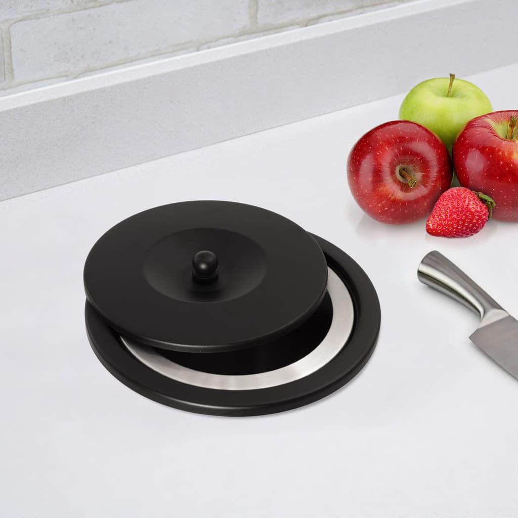 Lixeira Embutir Pia Cozinha Granito 3L Aluminio Preta Fosca