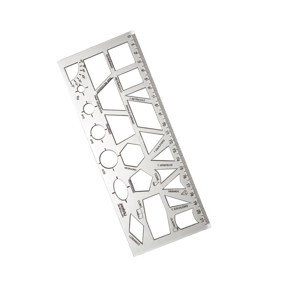 Régua Geométrica Cristal 21CM Formas Geometria Escolar