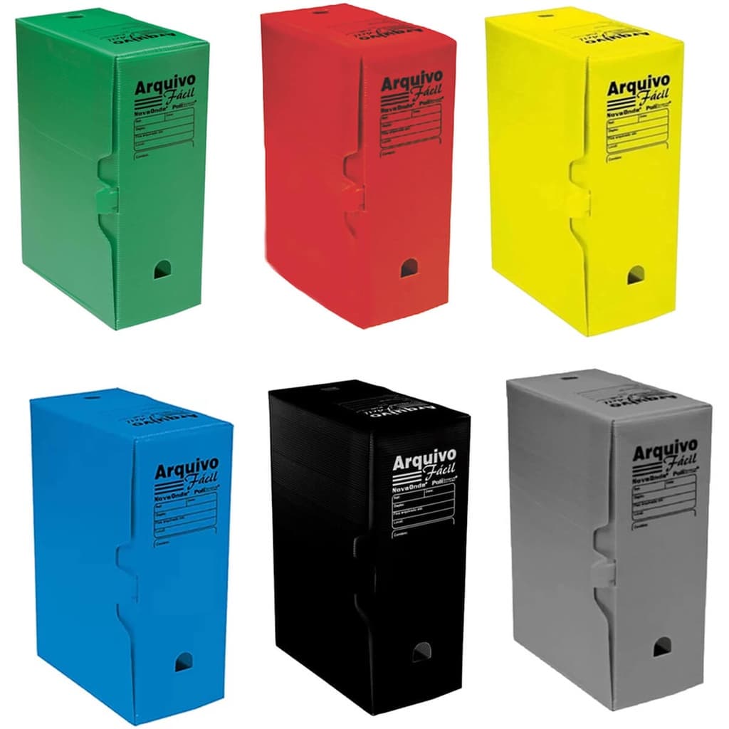 Caixa Arquivo Morto Polionda Colorida Polibras 250X130X350mm