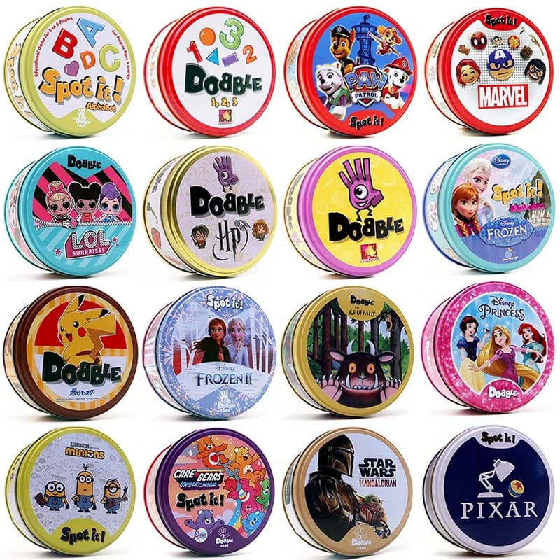 30/55PCS Dobble Card Game Spot It Table Board Game for Dobbles Kids HP Metal Box Card Matching Toys for Children Birthda