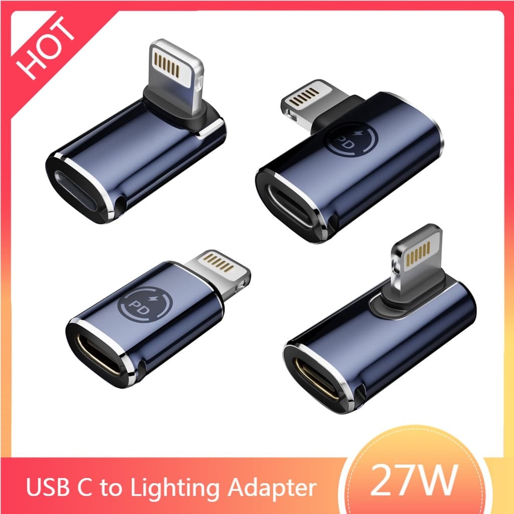 Adaptador De Carregamento Rápido Tipo C 27W Para IPhone 13 14 USB Iluminação Fêmea Iluminar Conversor De Cotovelo Reta Macho