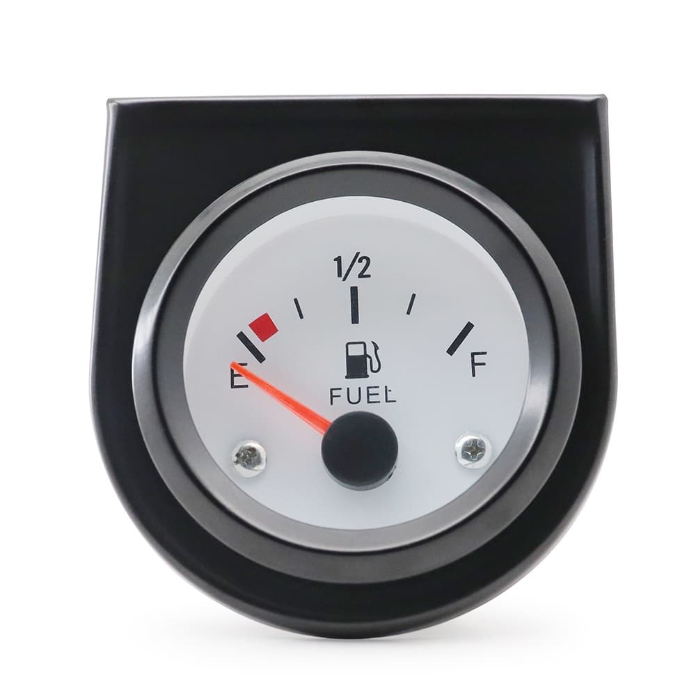 Medidor De Nível De Combustível Facial Branco De 2 " 52mm Para Carros Aro Preto 12V 240-33 ohms