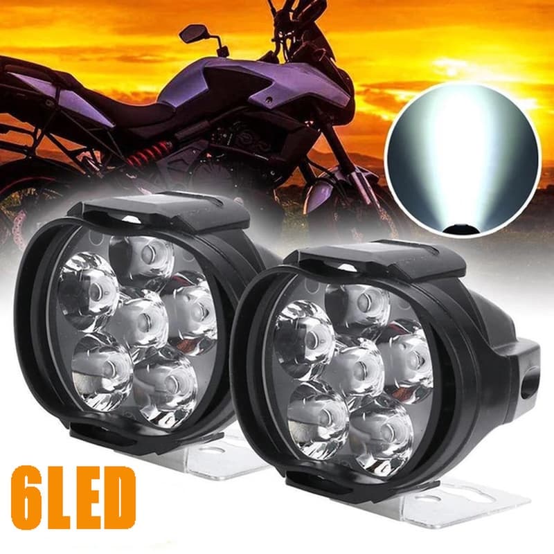 2pcs 6 Farol LED Para Motocicleta Auxiliar De Alta Luminosidade Scooters À Prova D'água Lâmpadas De Luz Modificadas Com Interruptor