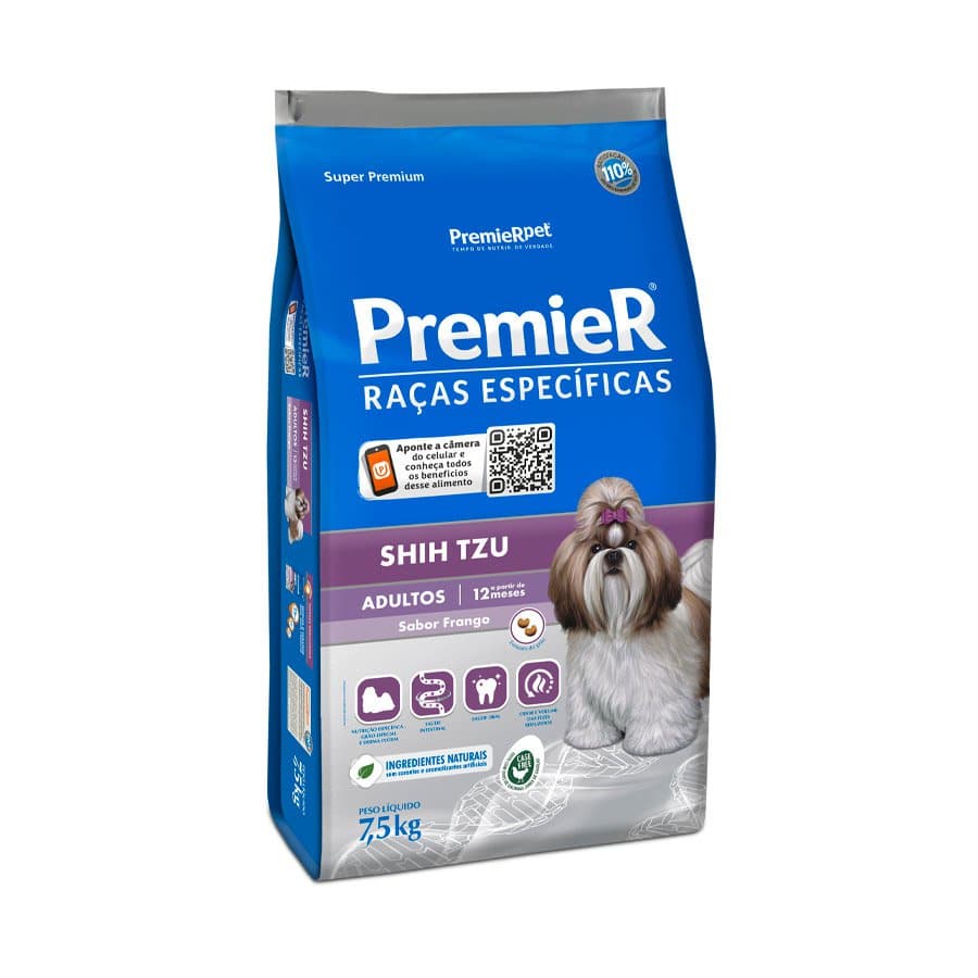 Ração Premier Raças Específicas Para Cães Adultos Shih Tzu Sabor Frango 7,5kg