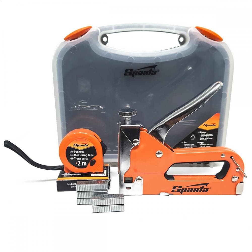 Kit Jogo Grampeador Tapeceiro Profissional Maleta Alta Pressão Sparta