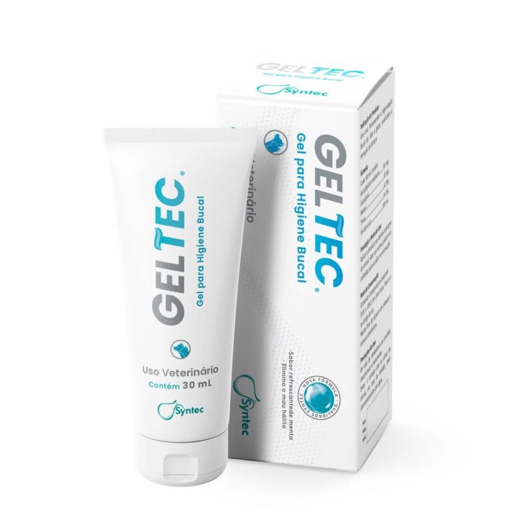Creme Dental para Cachorro Gato Pet Geltec 30g Higiene Bucal Original Syntec Sabor Menta