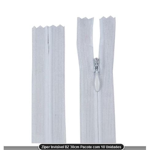 KIT 10PECAS ZIPER INVISIVEL 18 a 60cm  CM BRANCO
